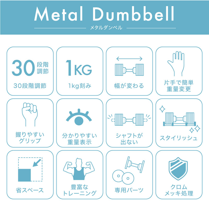 ライシン メタルダンベル 1kg刻み 32kg 2個セット 可変式ダンベル ...