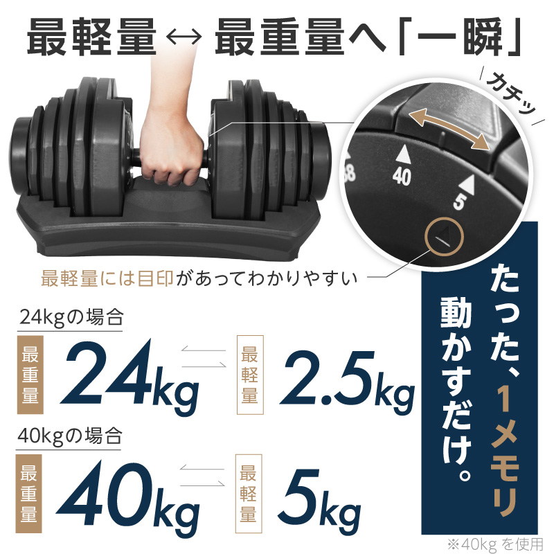 Lysin PUMPKING ライシンパンプキング可変式ダンベル40kg 2個 新発売】【1年保証】 ライシン パンプキング 片手式 24kg/40kg 1